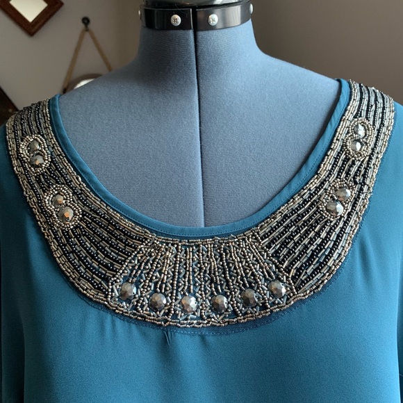 Maurice’s sheer blue bling blouse - Picture 2 of 6